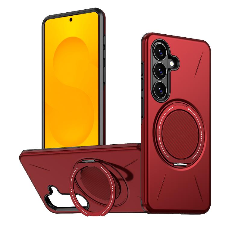 For Samsung Galaxy S26 5G Kalebol Magnetic MagSafe Rotation Holder PC Phone Case(Red)