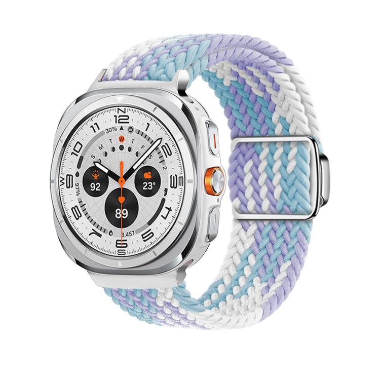 For Samsung Galaxy Watch Ultra 47mm / Ultra 2025 Kalebol Braided Loop Magnetic Silver Buckle Watch Band(Violet)
