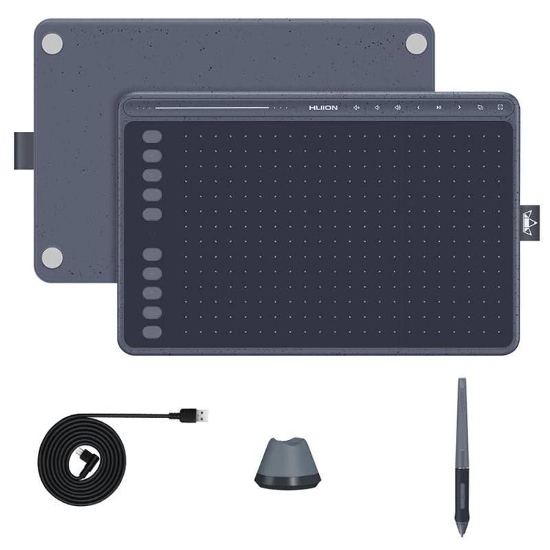 HUION HS611 5080 LPI Touch Strip Art Drawing Tablet for Fun, with Battery-free Pen & Pen Holder (Grey)