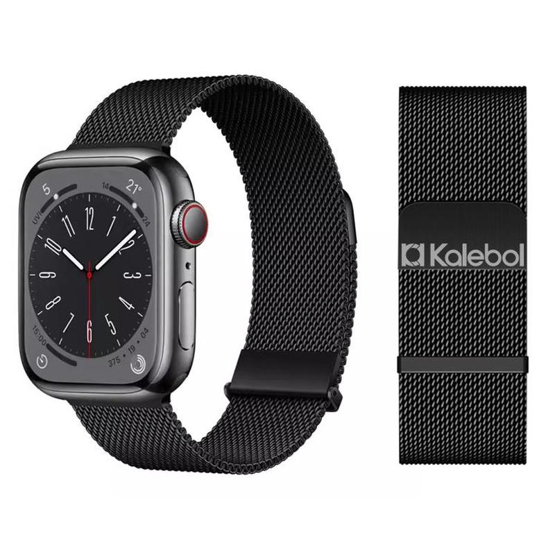 For Apple Watch 42mm / 41mm / 40mm / 38mm Kalebol Double Link Milanese Double Magnetic Stainless Steel Watch Band(Black)