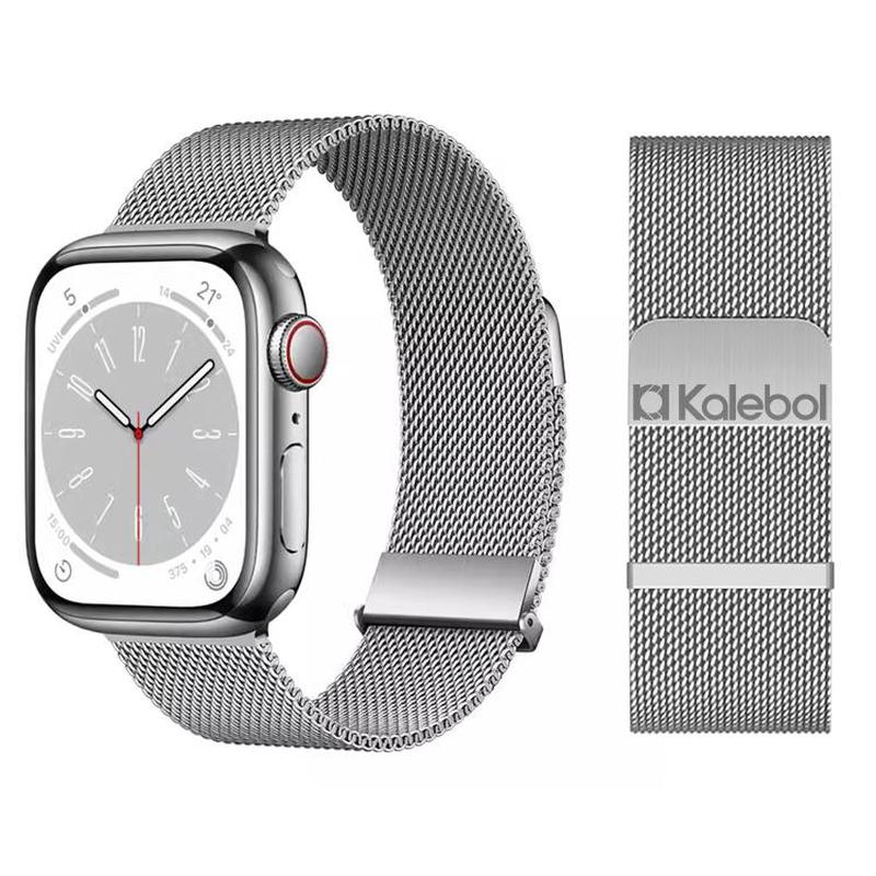 For Apple Watch 42mm / 41mm / 40mm / 38mm Kalebol Double Link Milanese Double Magnetic Stainless Steel Watch Band(Silver)