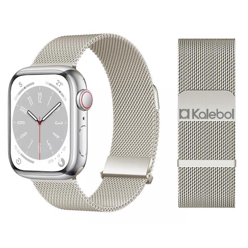 For Apple Watch 42mm / 41mm / 40mm / 38mm Kalebol Double Link Milanese Double Magnetic Stainless Steel Watch Band(Starlight)