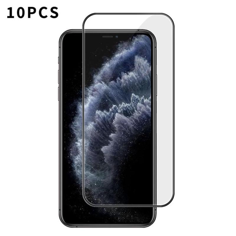 For iPhone 11 Pro Max 10pcs Kalebol High-Aluminum Screen-Printed Full-Coverage Anti-Fingerprint Black-Bordered HD Tempered Glass Film