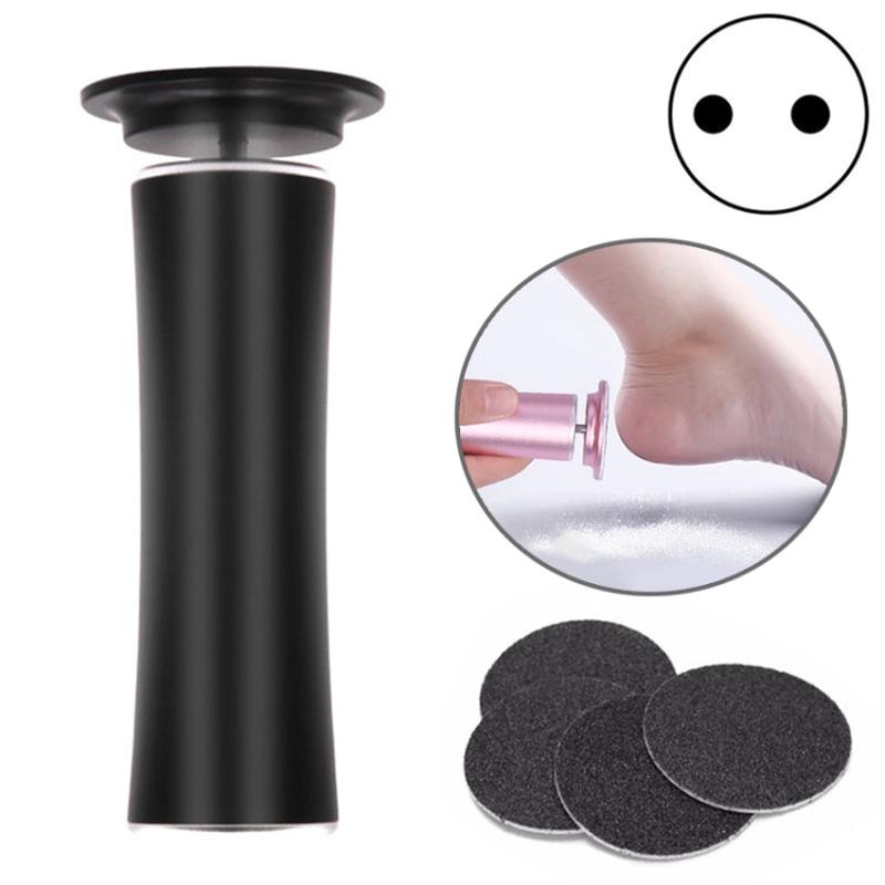 Electric Foot File Speed Adjustable Sandpaper Discs Callus Remover Pedicure Fast Remove Feet Hard Cracked Dry Dead Skin Tool, Plug Type:EU plug(Black)
