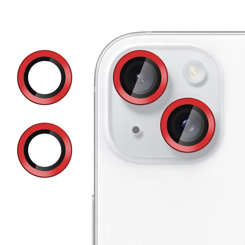 For iPhone 15 Plus Kalebol No Flicker Ultra-Thin Individual Camera Lens Tempered Glass Film(Red)