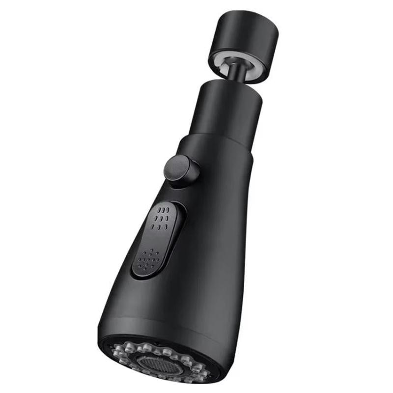 Kitchen Universal Faucet Extender Sink Connector Spout Swivel Faucet Splash Guard(Black)