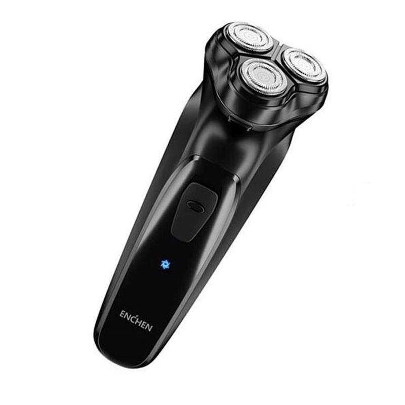 Original Xiaomi ENCHEN Water Proof Triple Rotary Double Ring Blade Shaving Head Electric Rechargeable Shaver For Men(Black)