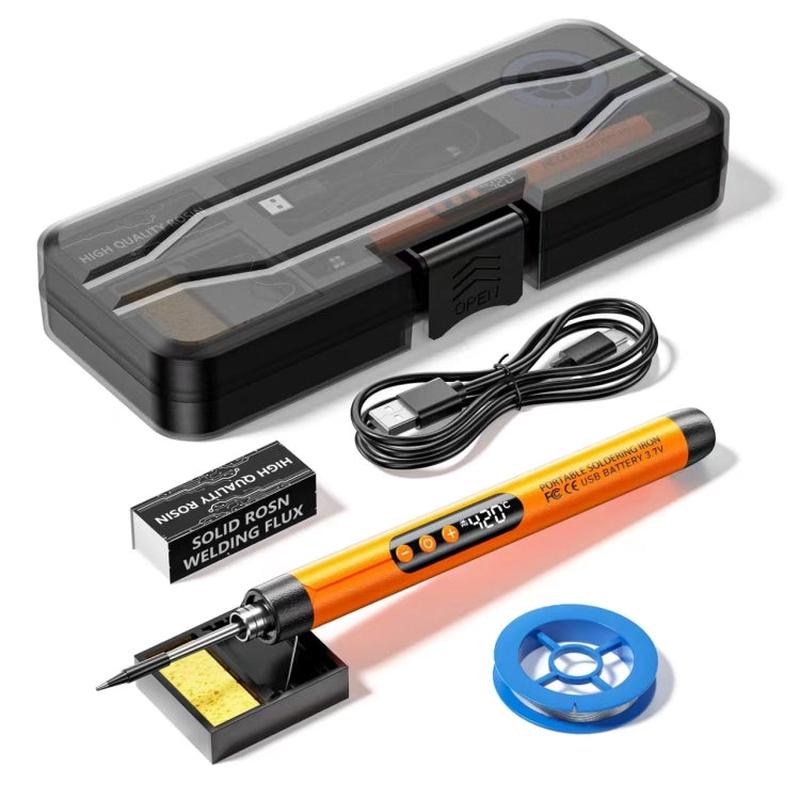 USB Digital Display Charging Soldering Iron Set 5-speed Temperature Adjustable Standard Edition Orange