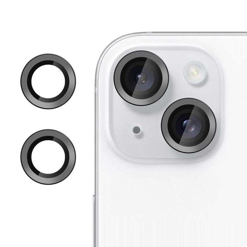 For iPhone 15 Plus Kalebol No Flicker Ultra-Thin Individual Camera Lens Tempered Glass Film(Black)