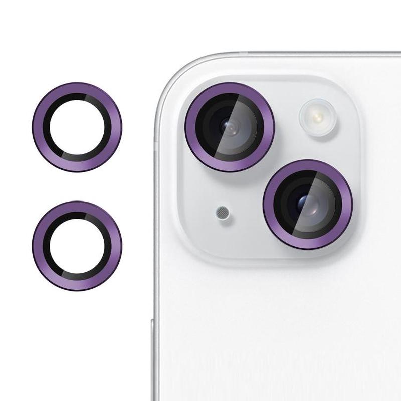 For iPhone 15 Plus Kalebol No Flicker Ultra-Thin Individual Camera Lens Tempered Glass Film(Purple)