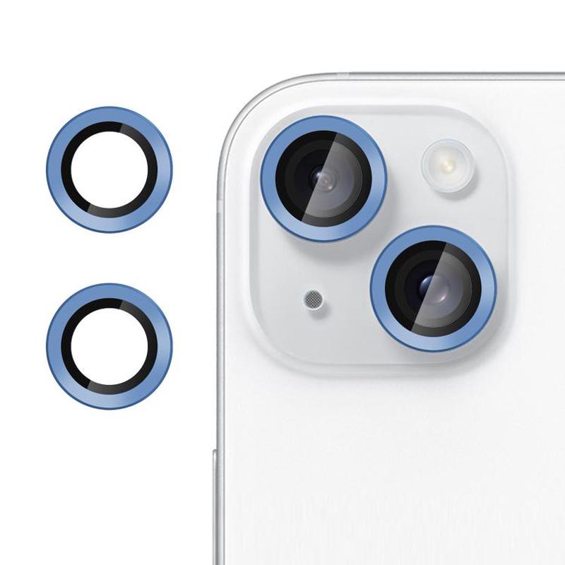 For iPhone 15 Plus Kalebol No Flicker Ultra-Thin Individual Camera Lens Tempered Glass Film(Sea Blue)