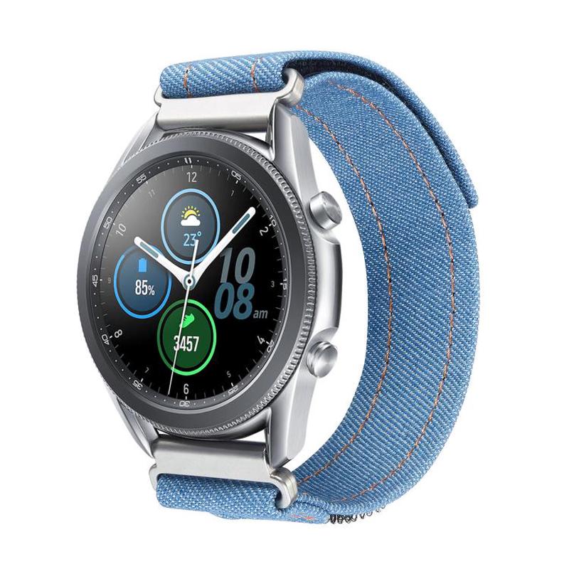 Kalebol 20mm Universal Nylon Loop Fastener Denim Watch Band(Light Blue)