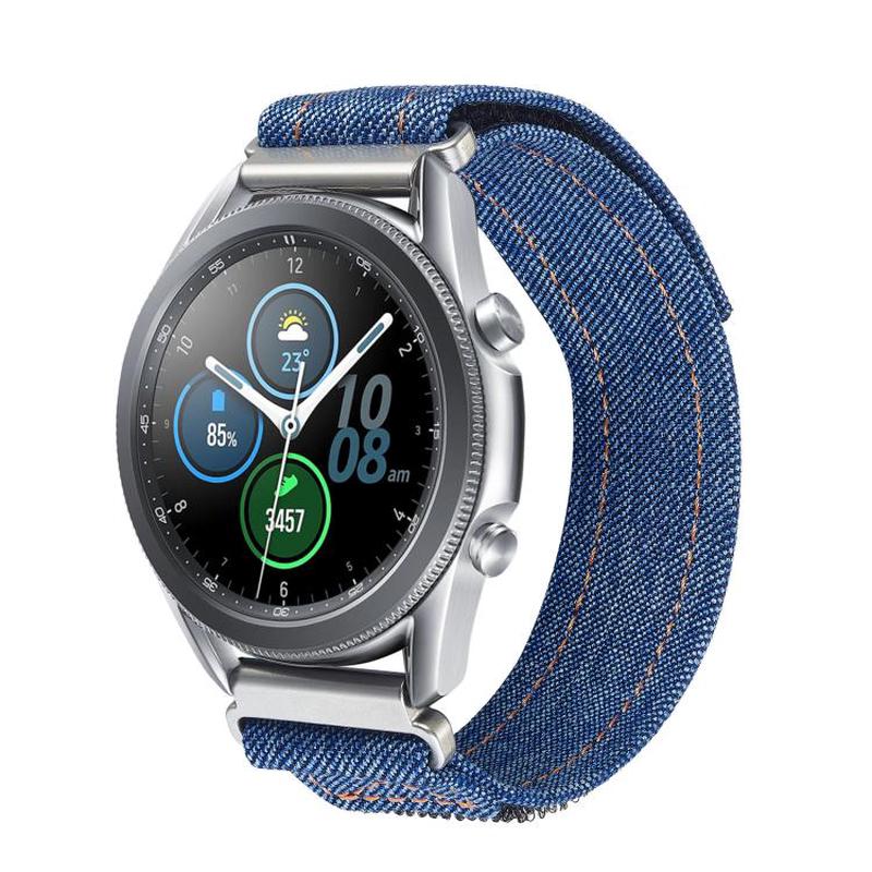 Kalebol 20mm Universal Nylon Loop Fastener Denim Watch Band(Navy Blue)