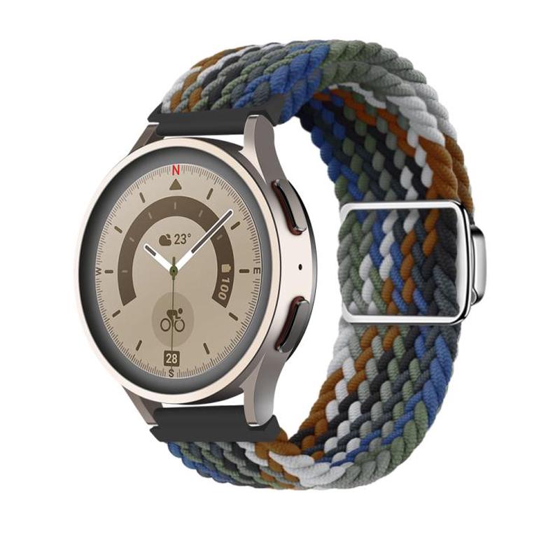 22mm Kalebol Nylon Braided Loop Magnetic Buckle Watch Band(Denim)