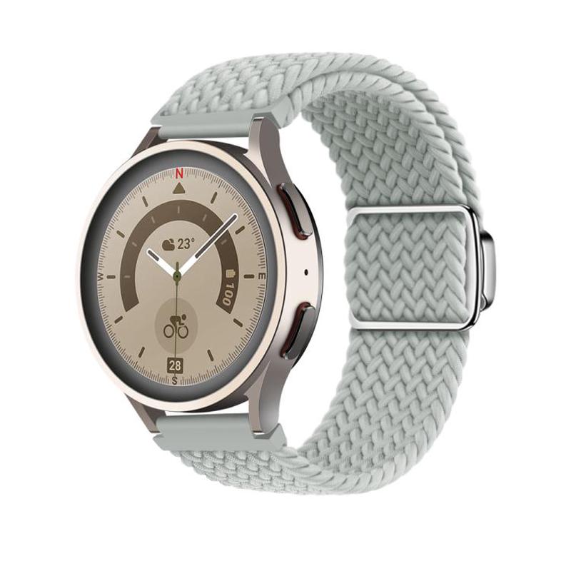 22mm Kalebol Nylon Braided Loop Magnetic Buckle Watch Band(Light Grey)