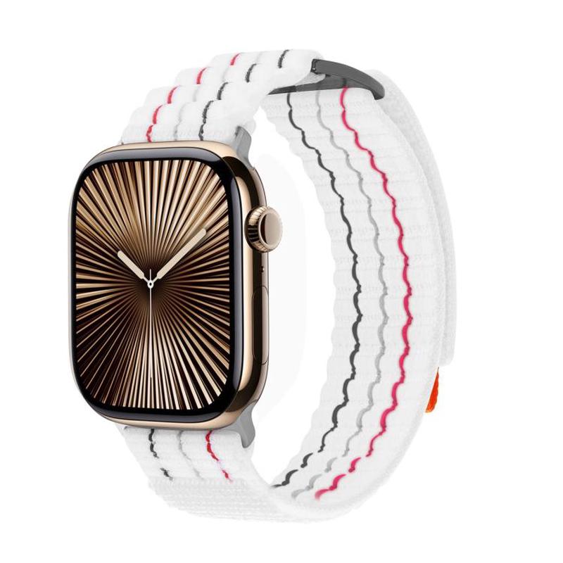 For Apple Watch 42mm / 41mm / 40mm / 38mm Kalebol Dual-section Sports Nylon Loop Watch Band(White)