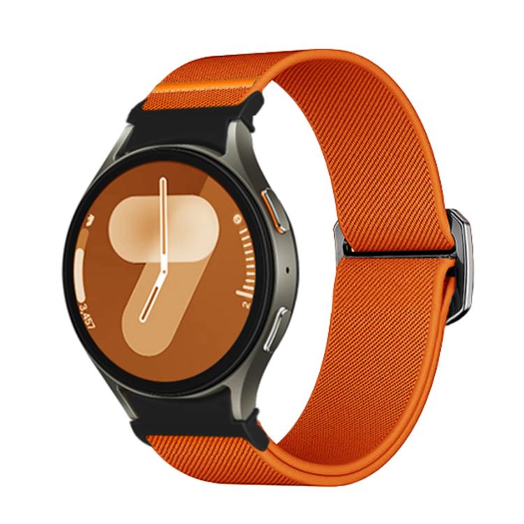 For Samsung Galaxy Watch 5 Pro / 6 / 7 Kalebol Button Elastic Nylon Watch Band(Orange)