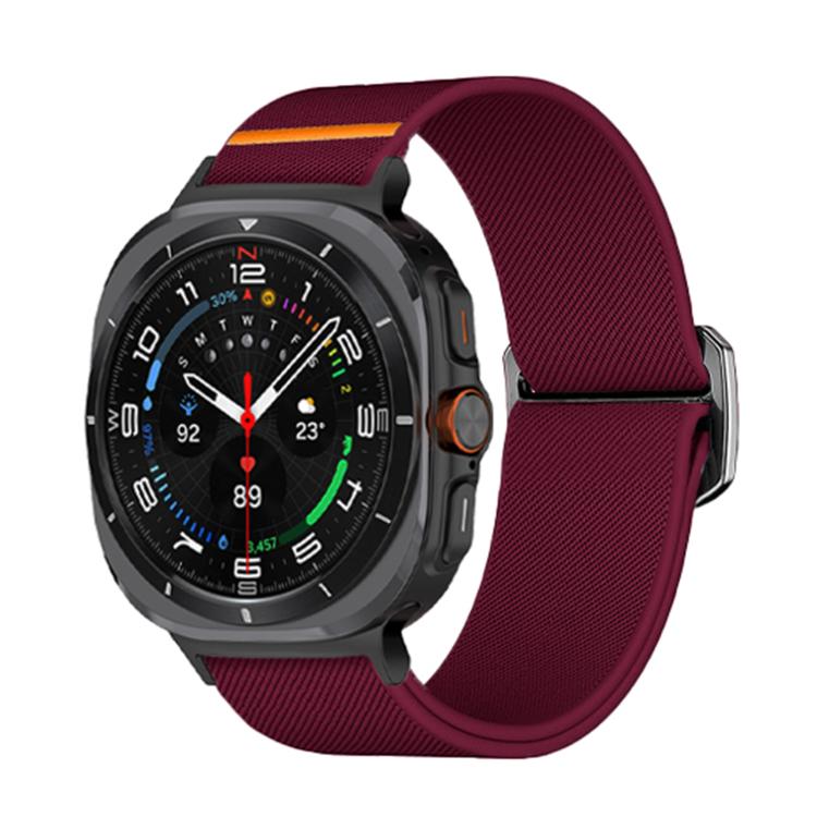 For Samsung Galaxy Watch Ultra 47mm / Ultra 2025 Kalebol Elastic Nylon Watch Band(Wine Red)