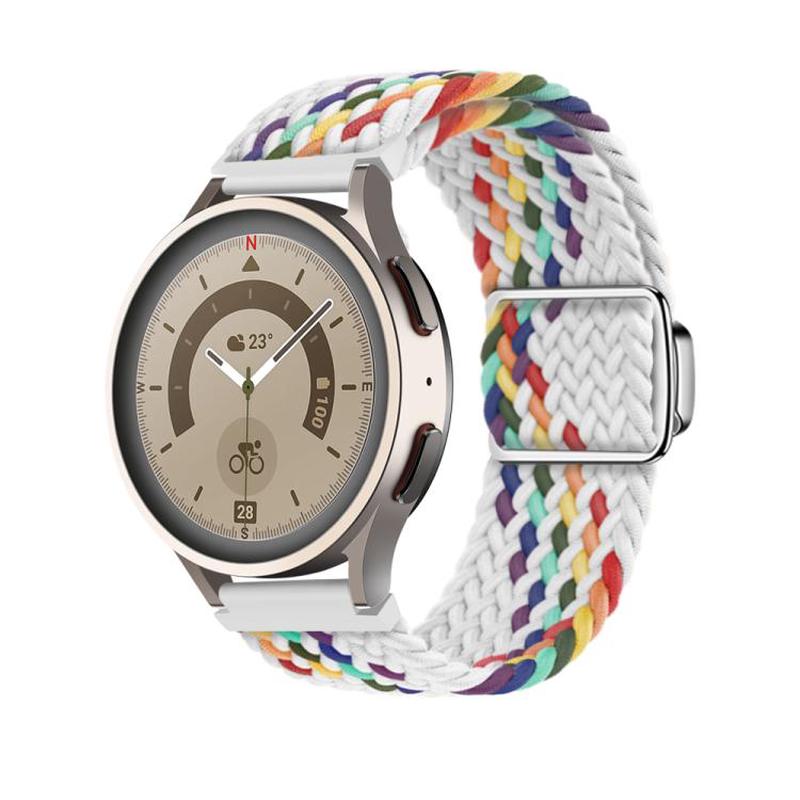 22mm Kalebol Nylon Braided Loop Magnetic Buckle Watch Band(White Rainbow)