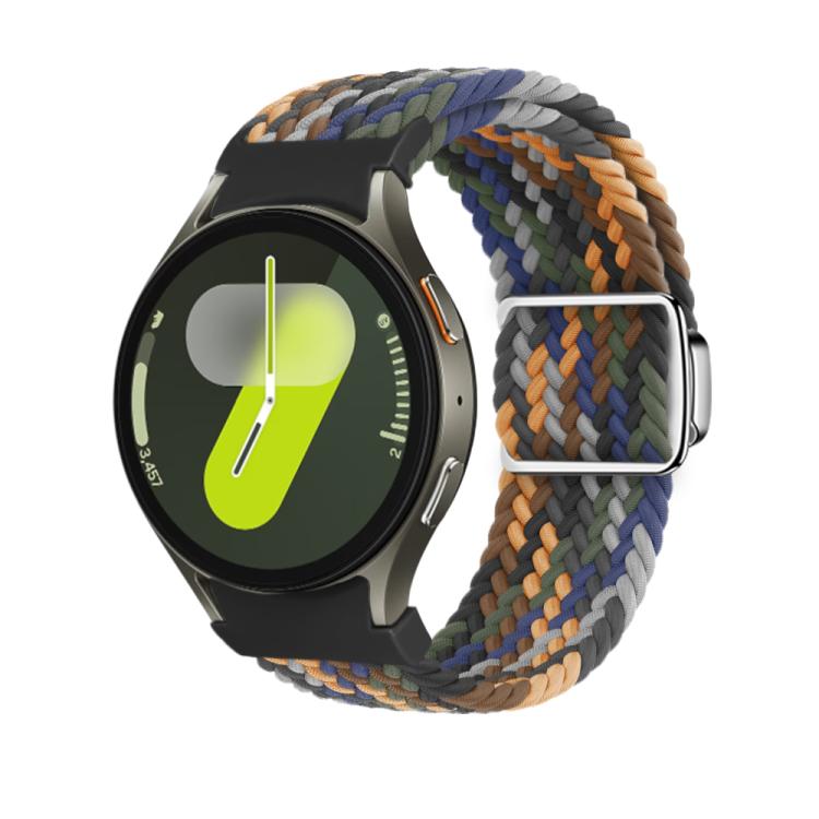For Samsung Galaxy Watch 5 Pro / 6 / 7 Kalebol Button Braided Loop Magnetic Buckle Watch Band(Camouflage)