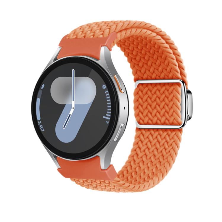 For Samsung Galaxy Watch 5 Pro / 6 / 7 Kalebol Button Braided Loop Magnetic Buckle Watch Band(Orange)
