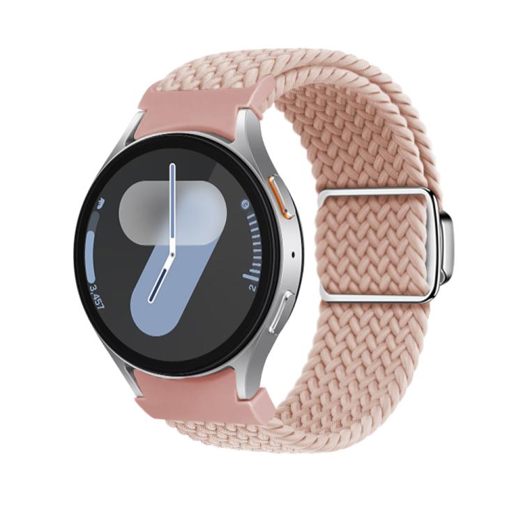 For Samsung Galaxy Watch 5 Pro / 6 / 7 Kalebol Button Braided Loop Magnetic Buckle Watch Band(Pink Sand)