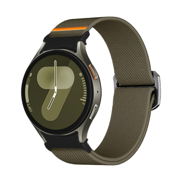 For Samsung Galaxy Watch 5 Pro / 6 / 7 Kalebol Button Elastic Nylon Watch Band(Army Green)