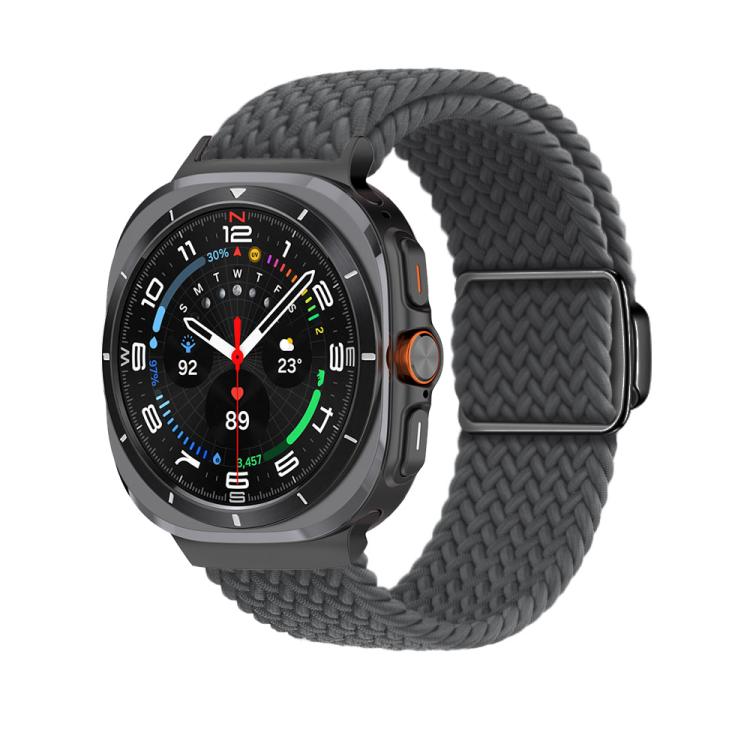 For Samsung Galaxy Watch Ultra 47mm / Ultra 2025 Kalebol Braided Loop Magnetic Black Buckle Watch Band(Space Grey)