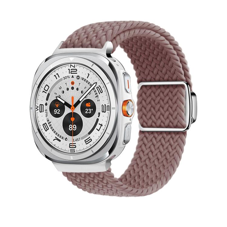 For Samsung Galaxy Watch Ultra 47mm / Ultra 2025 Kalebol Braided Loop Magnetic Silver Buckle Watch Band(Smoky Purple)