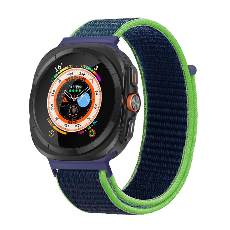 For Samsung Galaxy Watch Ultra 47mm / Ultra 2025 Kalebol Quick Release Nylon Braided Watch Band(Fluorescent Green Blue)
