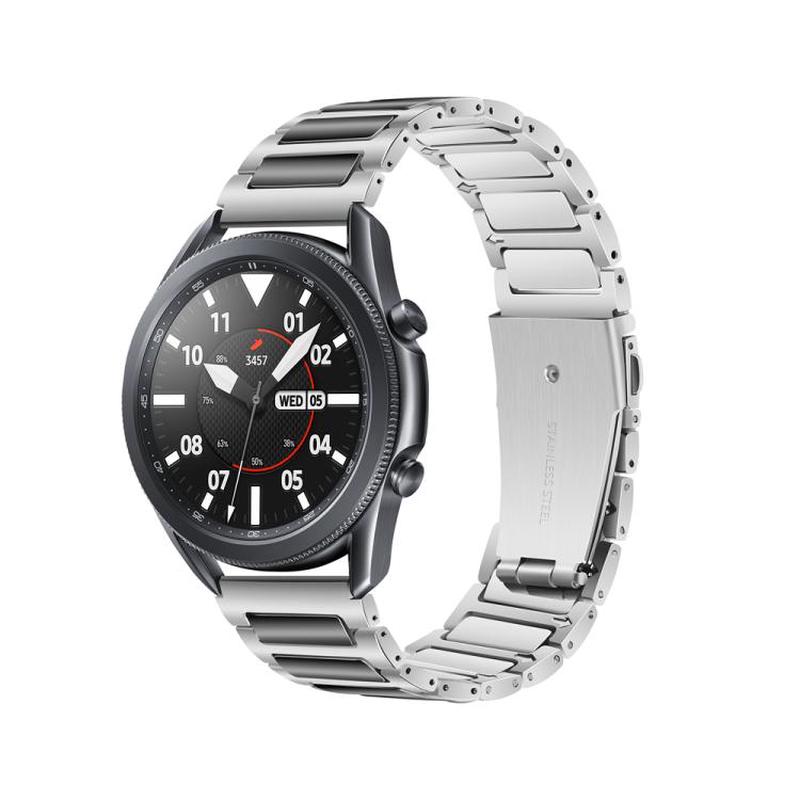 Kalebol 22mm Tooling Metal Zinc Alloy Watch Band(Silver Black)