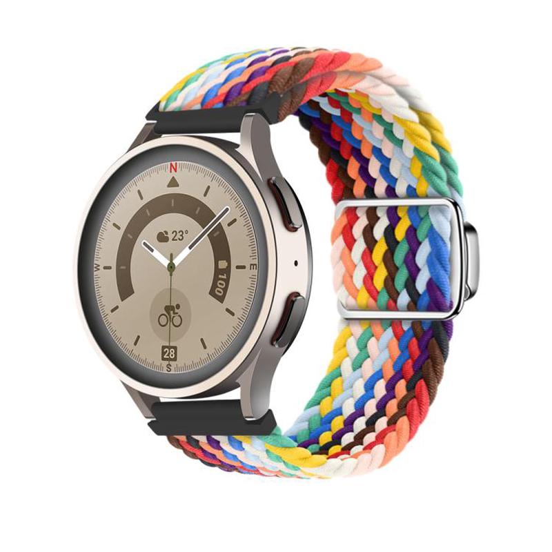 22mm Kalebol Nylon Braided Loop Magnetic Buckle Watch Band(Official Rainbow)