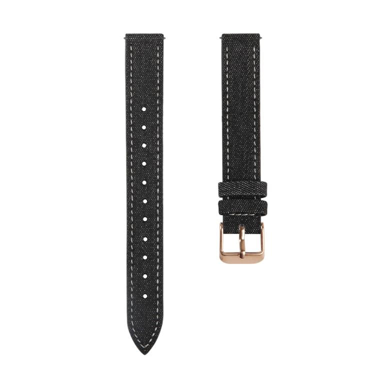 For Garmin Lily 2 14mm Kalebol Linen Leather Watch Strap(Black)