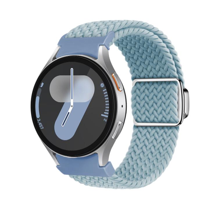 For Samsung Galaxy Watch 5 Pro / 6 / 7 Kalebol Button Braided Loop Magnetic Buckle Watch Band(Cyan-blue)