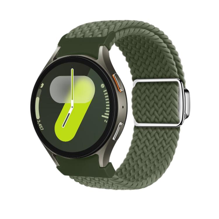 For Samsung Galaxy Watch 5 Pro / 6 / 7 Kalebol Button Braided Loop Magnetic Buckle Watch Band(Dark Olive Green)