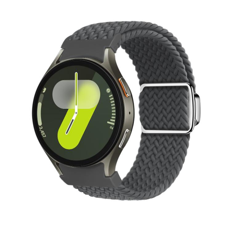 For Samsung Galaxy Watch 5 Pro / 6 / 7 Kalebol Button Braided Loop Magnetic Buckle Watch Band(Space Grey)