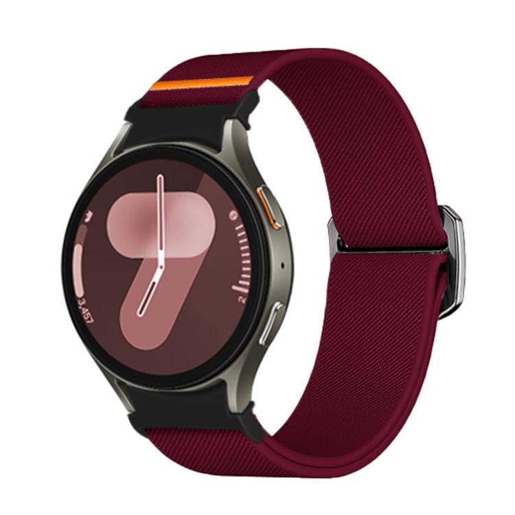 For Samsung Galaxy Watch 5 Pro / 6 / 7 Kalebol Button Elastic Nylon Watch Band(Wine Red)