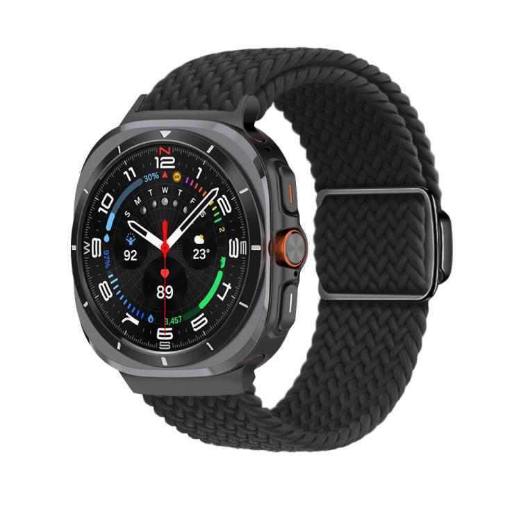 For Samsung Galaxy Watch Ultra 47mm / Ultra 2025 Kalebol Braided Loop Magnetic Black Buckle Watch Band(Black)