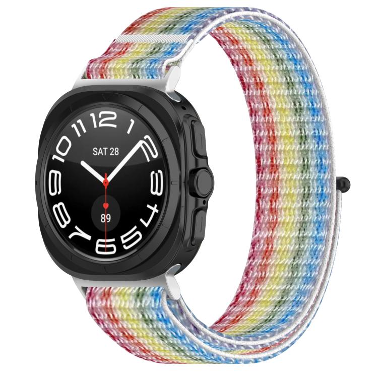 For Samsung Galaxy Watch Ultra 47mm / Ultra 2025 Kalebol Hook and Loop Fastener Nylon Braided Watch Band(Rainbow)