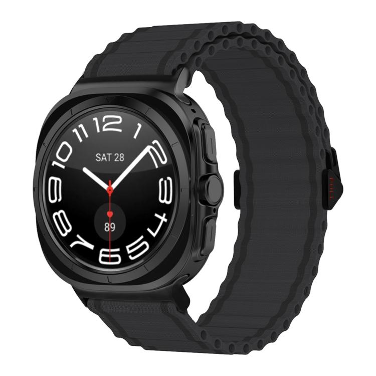 For Samsung Galaxy Watch Ultra 47mm / Ultra 2025 Kalebol Ocean Loop Nylon Braided Watch Band(Dark Grey)