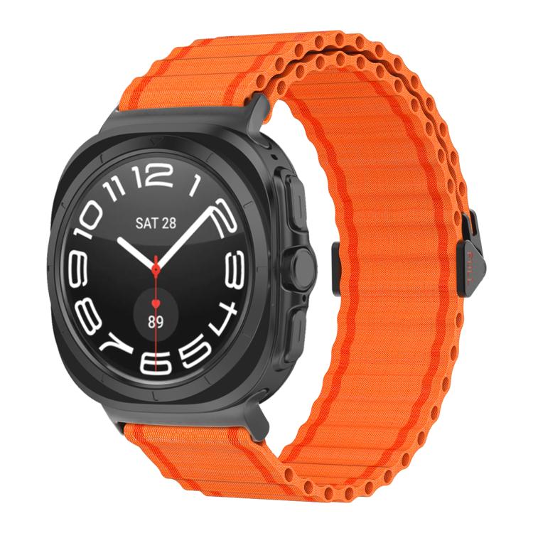 For Samsung Galaxy Watch Ultra 47mm / Ultra 2025 Kalebol Ocean Loop Nylon Braided Watch Band(Orange)