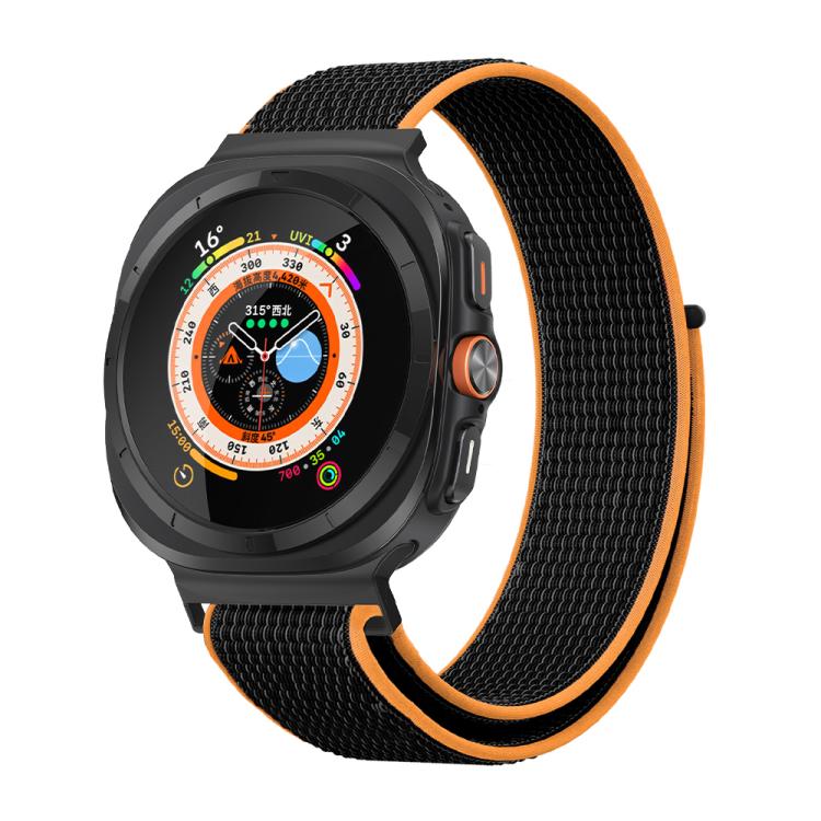 For Samsung Galaxy Watch Ultra 47mm / Ultra 2025 Kalebol Quick Release Nylon Braided Watch Band(Black Orange)