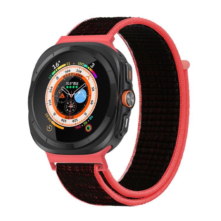 For Samsung Galaxy Watch Ultra 47mm / Ultra 2025 Kalebol Quick Release Nylon Braided Watch Band(Black Red)