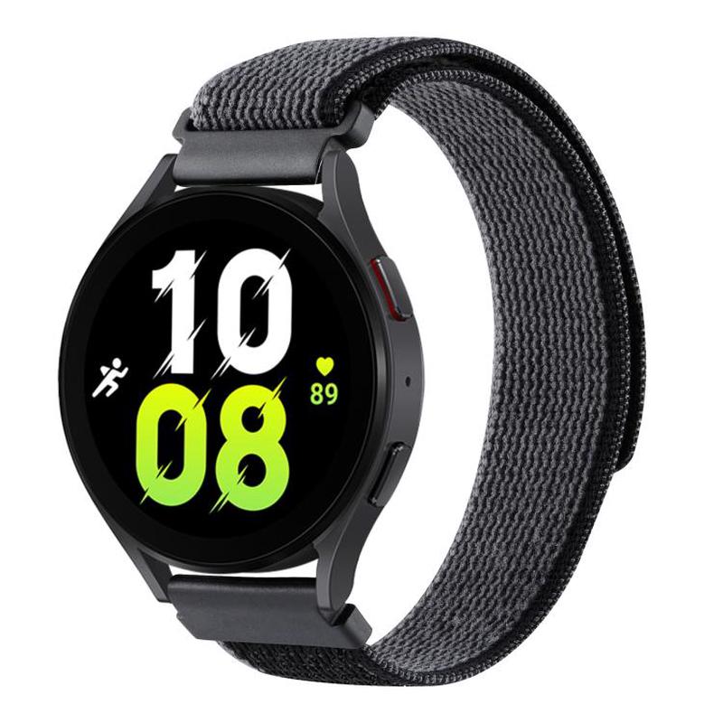 Kalebol 22mm Universal Nylon Loop Fastener Watch Band(Black Grey)