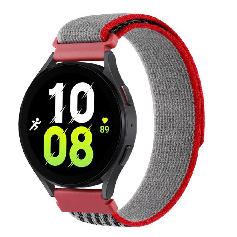 Kalebol 22mm Universal Nylon Loop Fastener Watch Band(Red Grey)