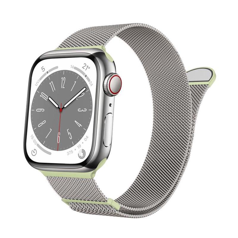 For Apple Watch 42mm / 41mm / 40mm / 38mm Kalebol Semi-round Tail Milan Stainless Steel Strap(Starlight Green)