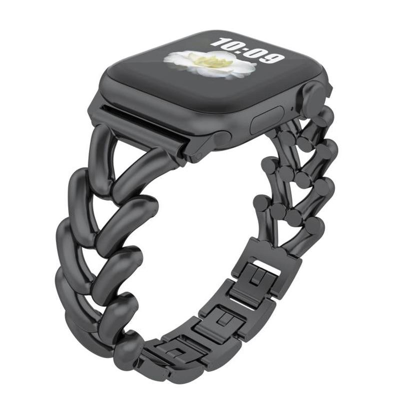 For Apple Watch 42mm / 41mm / 40mm / 38mm Kalebol V-shaped Zinc Alloy Strap(Black)