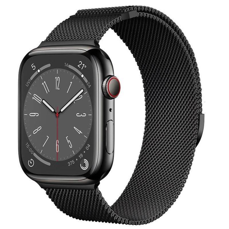For Apple Watch 46mm / 49mm / 45mm / 44mm Kalebol Semi-circular Milanese Stainless Steel Strap(Black)