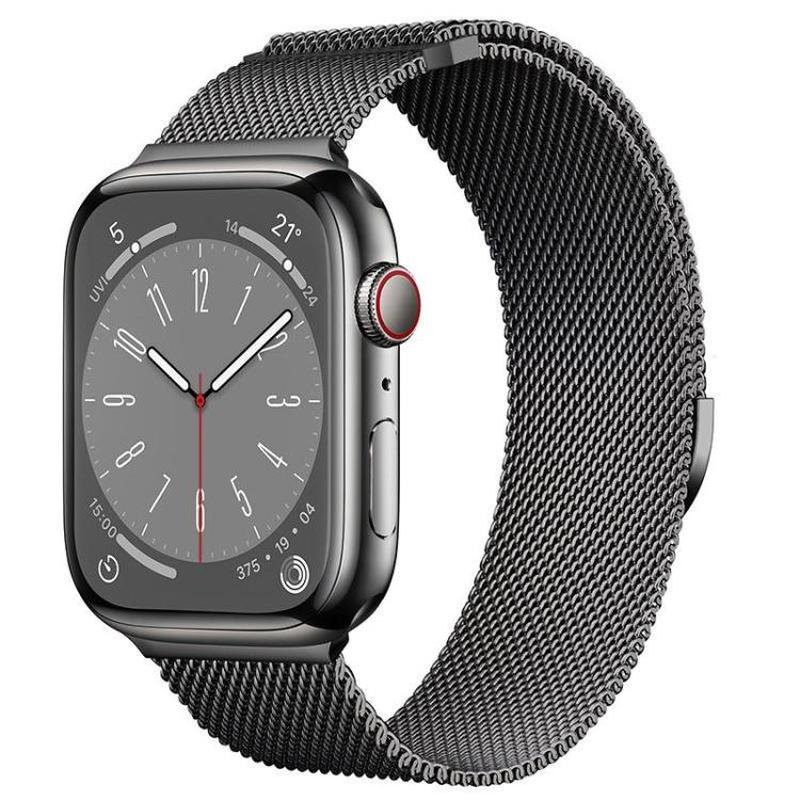 For Apple Watch 46mm / 49mm / 45mm / 44mm Kalebol Semi-circular Milanese Stainless Steel Strap(Gun Color)