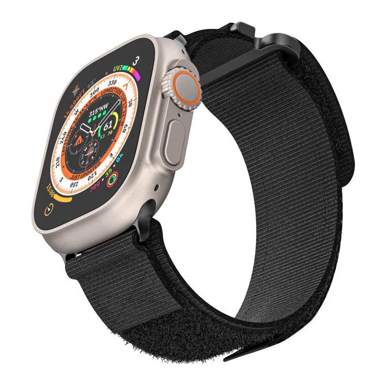 For Apple Watch 46mm / 49mm / 45mm / 44mm Kalebol Simple Two Section Nylon Strap(Black)